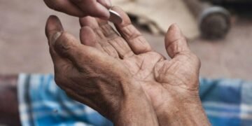 Beggars crowd Mini London in Mirpur, with no one to intervene.